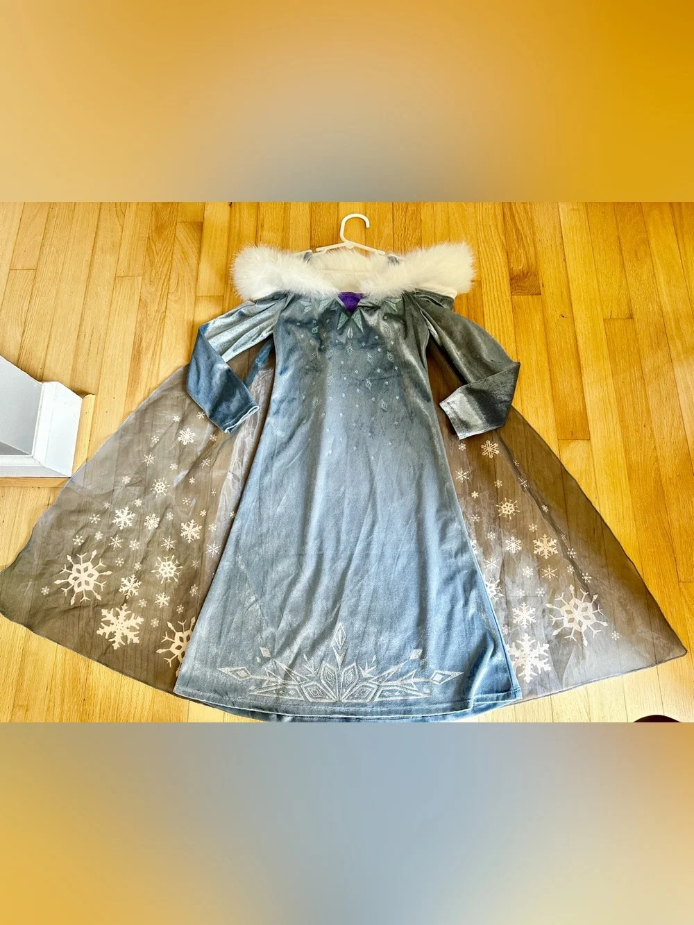 Girls H&M Disney Elsa frozen Ice Princess Dress with Fur Trim Sz 6/7 nwot